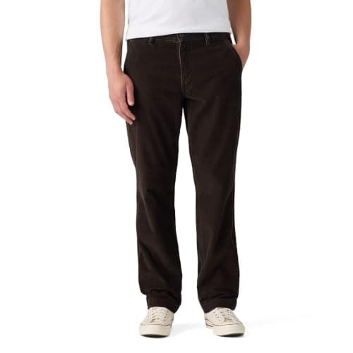 Brown relaxed straight corduroy pants