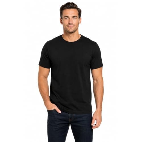 Black cotton crew-neck tee