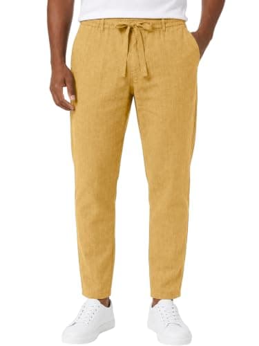 Mustard cotton-linen trousers
