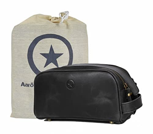 Black Leather Toiletry Bag