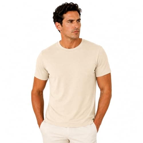 Cream cotton crew-neck tee