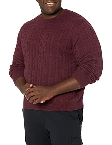 Burgundy cotton cable-knit sweater
