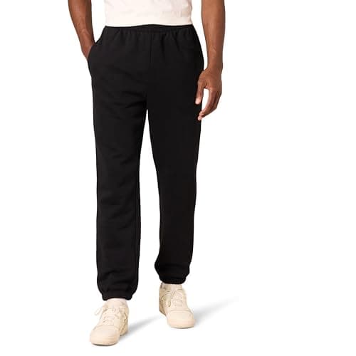 Black fleece joggers with closed ankle