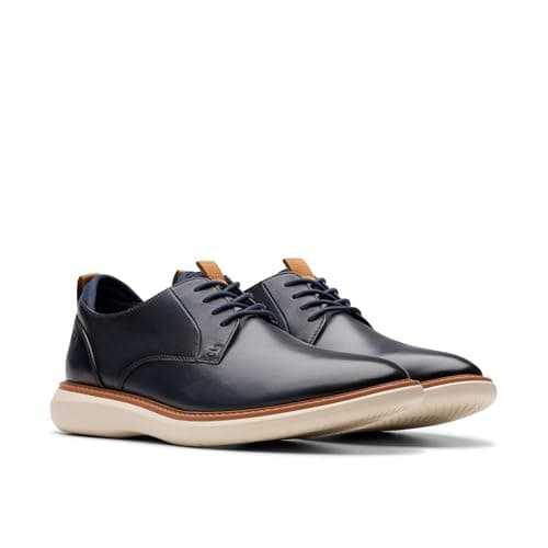 Navy Plain-Toe Lace-Up Shoes
