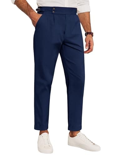 Navy Pleated Trousers