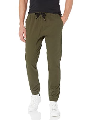 Olive twill jogger pants