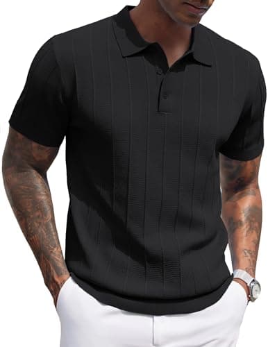 Black knit polo