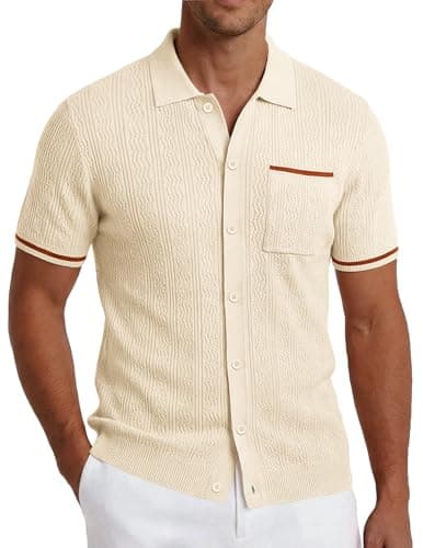 Cream Contrast-Trim Knit Shirt