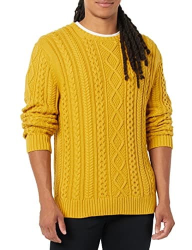 Mustard cable-knit sweater