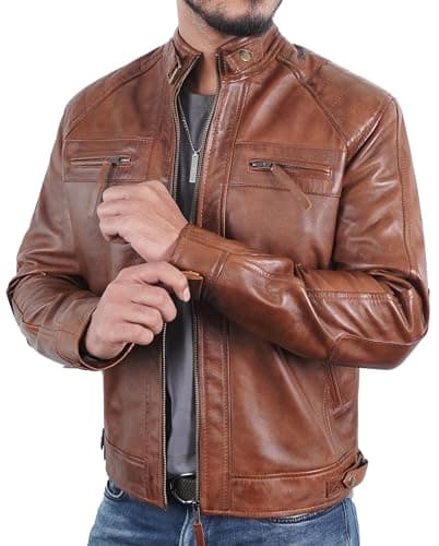 Brown lambskin leather jacket