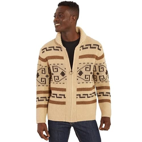 Cream-and-brown patterned cardigan