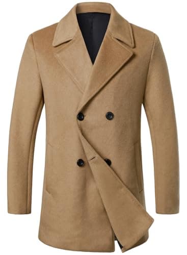 Camel double-breasted peacoat