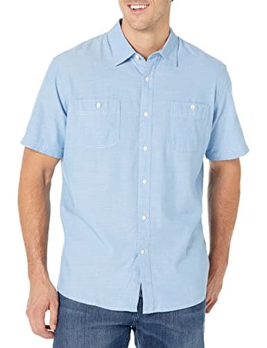 Light-blue short-sleeve chambray shirt