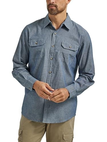 Dark-chambray woven button-down