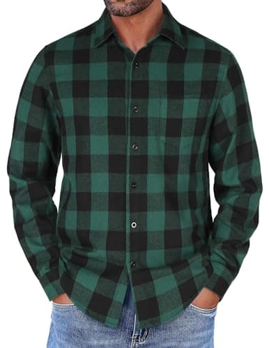 Green buffalo plaid flannel shirt
