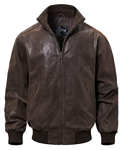 Dark-brown real-leather bomber