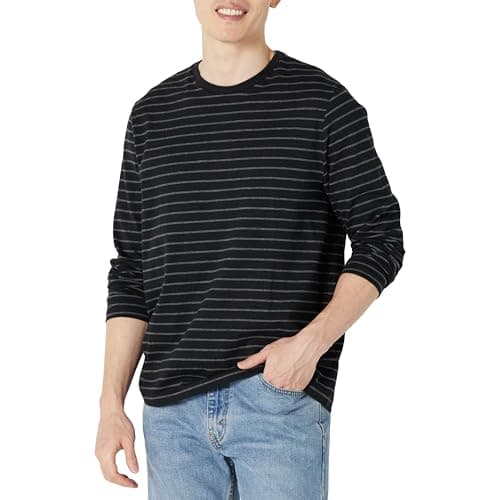 Black-and-charcoal striped long-sleeve tee