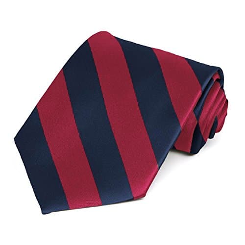 Crimson-and-navy striped tie