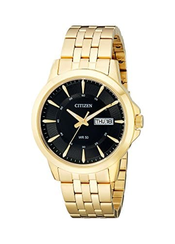 Gold-Tone Black-Dial Watch