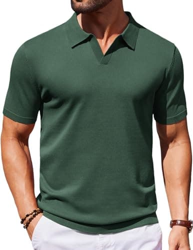 Dark-green knit polo