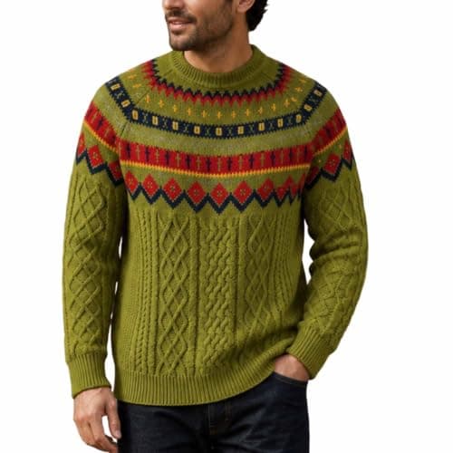 Green Fair Isle knit sweater