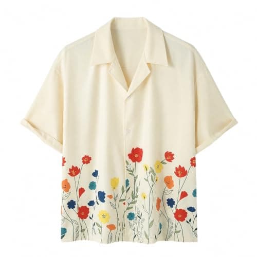 White short-sleeve floral-print shirt