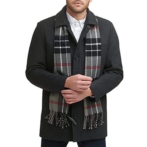Charcoal Big & Tall wool-blend coat