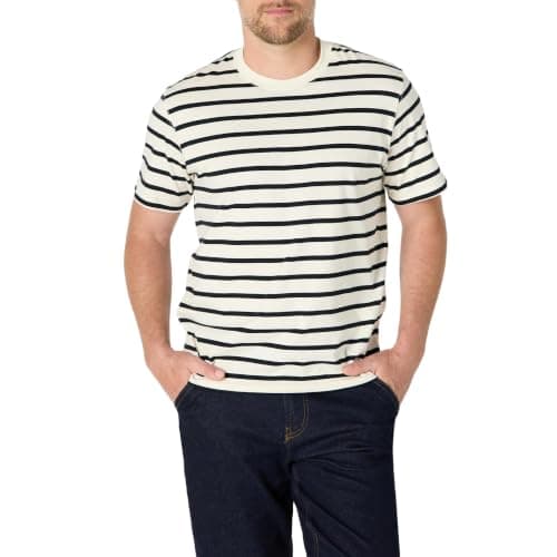 Eggshell-and-black striped cotton tee