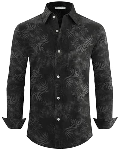 Black flower-and-leaf long-sleeve shirt