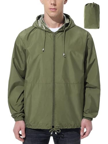 Army-green waterproof rain jacket