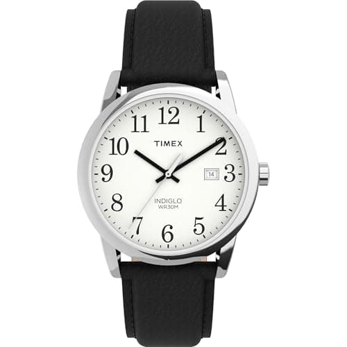 White-Dial Leather-Strap Watch