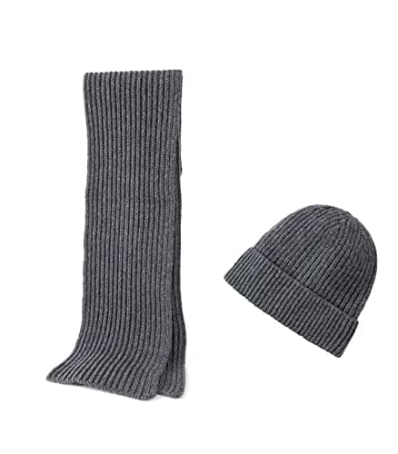 Charcoal merino hat and scarf set
