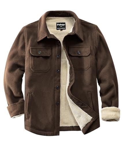 Brown Sherpa-Lined Shirt Jacket