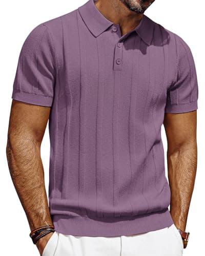 Purple textured knit polo