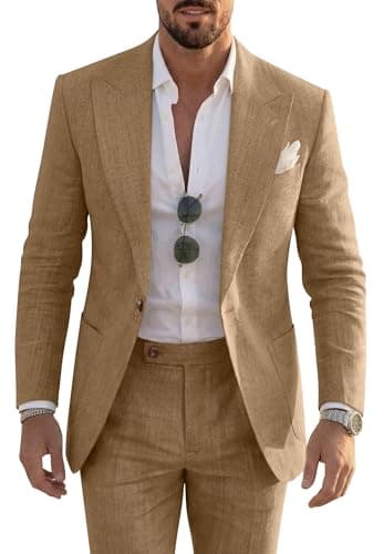 Khaki linen two-piece suit