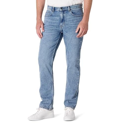 Tinted light-wash straight jeans
