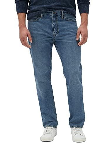 Medium-wash straight jeans