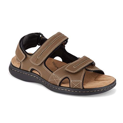 Tan wide-width walking sandals