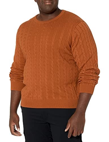 Rust cable-knit crewneck
