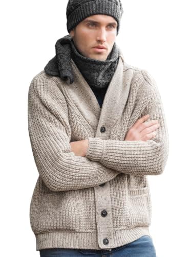 Oatmeal Aran shawl cardigan