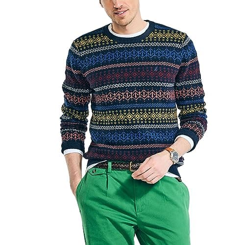 Navy Fair Isle crewneck sweater