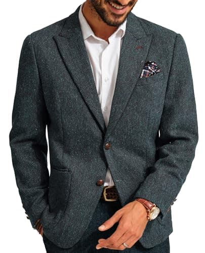 Navy casual wool-blend tweed blazer