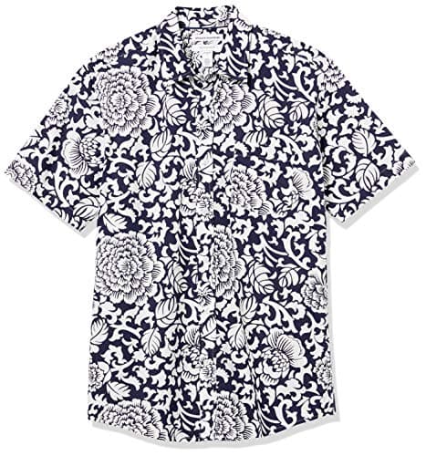 Black-and-white large-floral poplin shirt