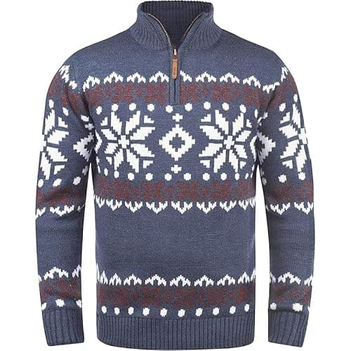 Navy Fair Isle quarter-zip sweater