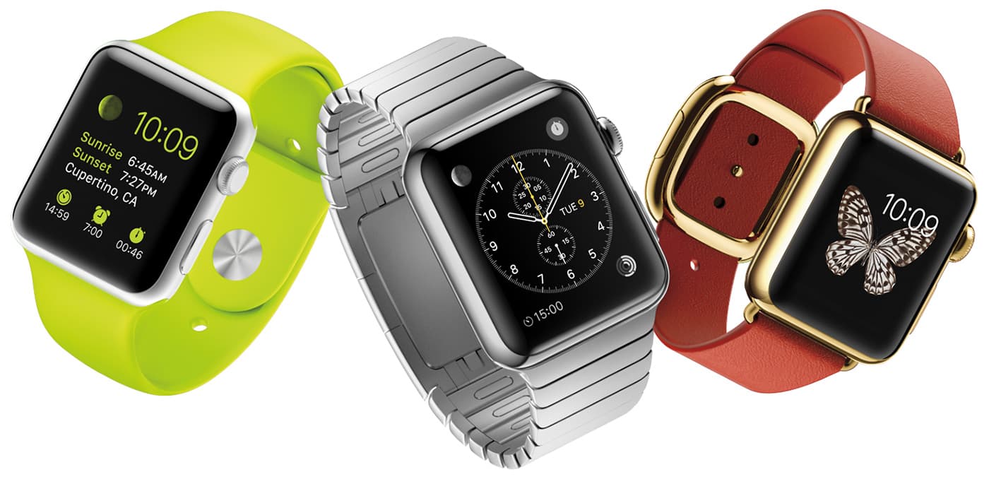 First-generation Apple Watch designs with different cases and bands