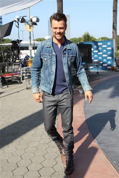 Josh Duhamel’s Light Denim Jacket & Navy Henley Outfit