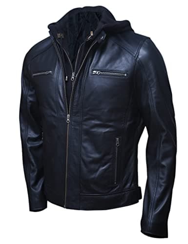 Black Hooded Leather Jacket