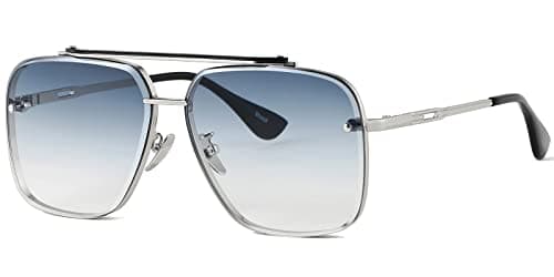Silver Square Aviator Sunglasses