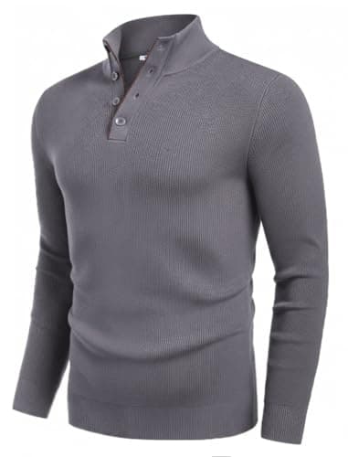 Gray Button-Neck Sweater