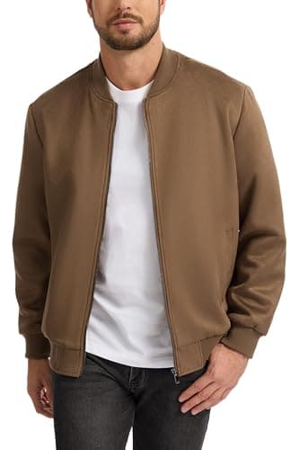 Brown Faux Suede Bomber Jacket